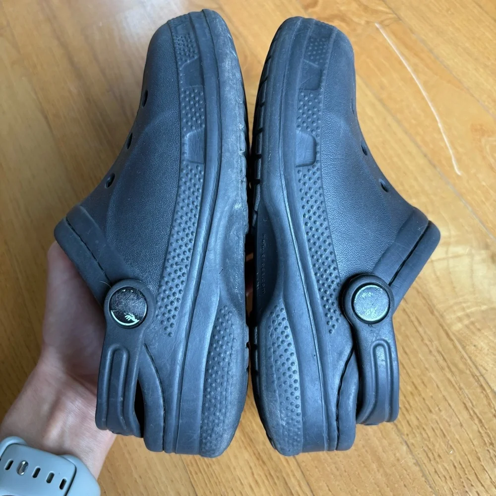 Crocs faux fur lined black winter clogs cold weather little boys girl size 12 13
